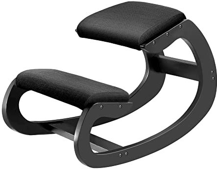 Predawn Ergonomischer Kniestuhl, Kniehocker, Kniestuhl Ergonomisch für Zuhause Meditation, Holz & Leinen Kissen, Rückenschmerzen Nackenschmerzen Lindern & Körperhaltung Verbessern (Schwarz)