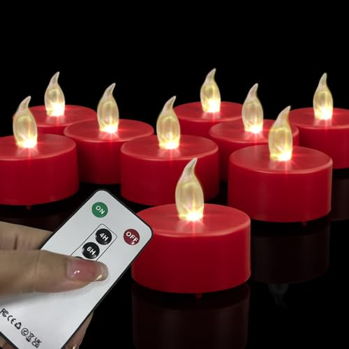 Boakboary - Bougies chauffe-plat LED sans flamme, lot de 24 bougies avec télécommande, longue durée de vie de plus de 400 heures, bougies LED à piles pour décoration de la maison, célébration