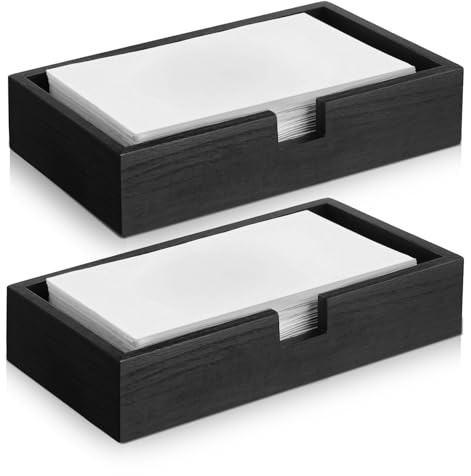 Suzile 2 Pack Classic Black Wood Guest Towel Holder Tray, Napkin Holder