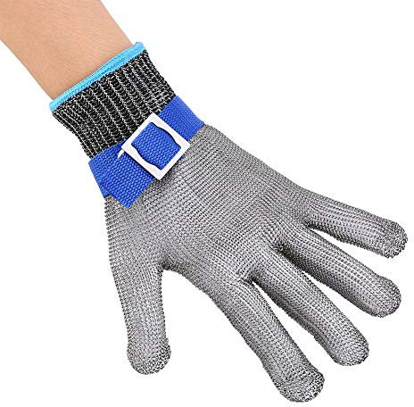 Ejoyous Cut Resistant Glove, Level 5 chainsaw Glove Chainmail Glove Barbed Wire Gloves Anti Needle and Glass Gloves, for Kitchen Butchers Meat Cutting Outdoor Work Protective Hand, EJOYOUSZVRDQ8WMTO