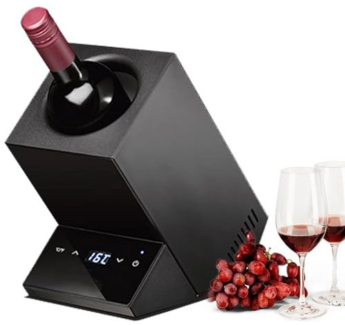 Raffreddatore di Vino Elettrico, Botte di Vino ghiacciato a Temperatura costante Intelligente da 5~18 ℃, refrigeratore per Bottiglie di Vino e Bevande con Display LED Secchiello,Black
