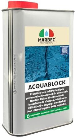 MARBEC ACQUABLOCK 1LT Protettivo consolidante anti infiltrazioni invisibile per pavimenti, rivestimenti, terrazze e docce interne ed esterne
