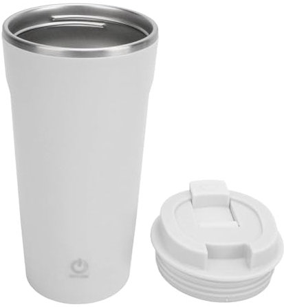 HEEPDD 400ml Self Stirring Coffee Mug Bulk Mixing Cup Insulated Beverage Container USB Rechargeable Stainless Steel Auto Self Mixing Cup with Lid for Office Car Home Use (White)