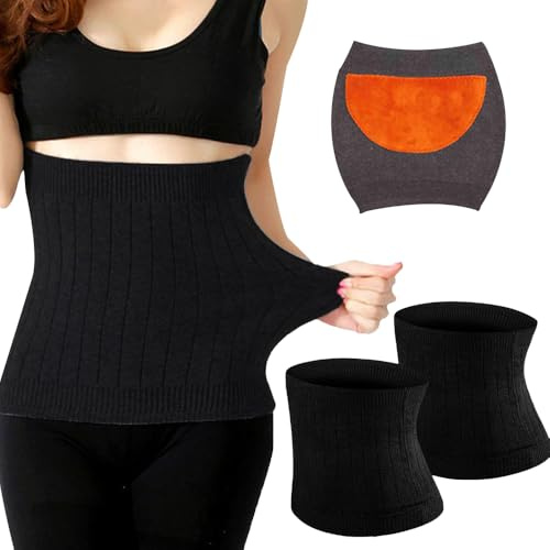XPJBKC Calentador de Riñones de Cachemira Suave, 2 Pcs Calentador de Cintura, Calentador de Riñon para Damas Elastico, Calentador de Cuerpo Puños de Riñon, Calentador de Cadera para Damas, Negro