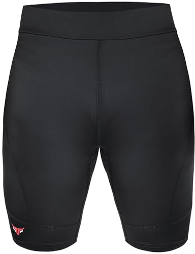 Mytra Fusion Compressione Pantaloncini Uomo MMA Vale Tudo Shorts Arti Marziali Miste Combattimento in Gabbia Grappling Allenamento Pantaloncini Running Uomo (IT, Testo, L, Regular, Corto, Black)