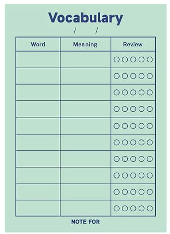 Vocabulary Memory Study Notebook Note Taking and Vocabulary Learning
