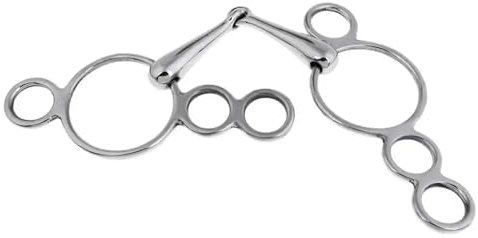 LUOFENG Stainless Steel Gag Bit Horse Bit Jointed Mouth 3 Rings Metal Gag Bit Loose Rings Horse Equipment Easy to Use