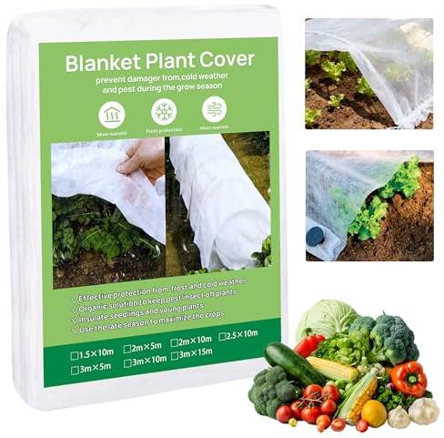 YAWAHOME Garden Fleece Frost Protection, 30gsm Horticultural Fleece, Winter Plant Cover 2.5x 10 m, Anti-Freeze Breathable Winter Fleece for Plants