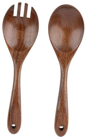 Mikikit Cucharas y Tenedores de Madera para Ensalada Postres y Pastas Utensilios de Cocina Antirayaduras para Decorar el Hogar o Fiestas