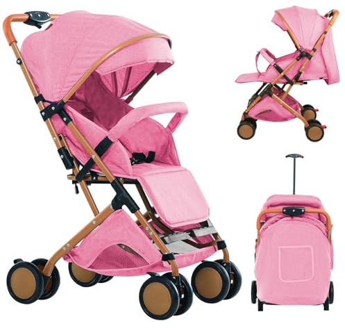 Homewell Barnvagn, liggvagn, buggy från födseln, liggfunktion med myggnät och mattor och dold upp till 22 kg