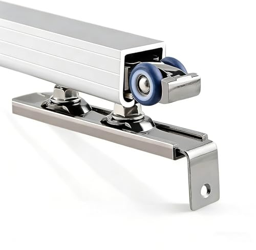 Herrajes Puertas Correderas Colgadas Invisible, Kit Puerta Corredera Oculta Techo con Riel Ruedas Tornillos para Armario Mueble TV Madera Cocina Salón Baño