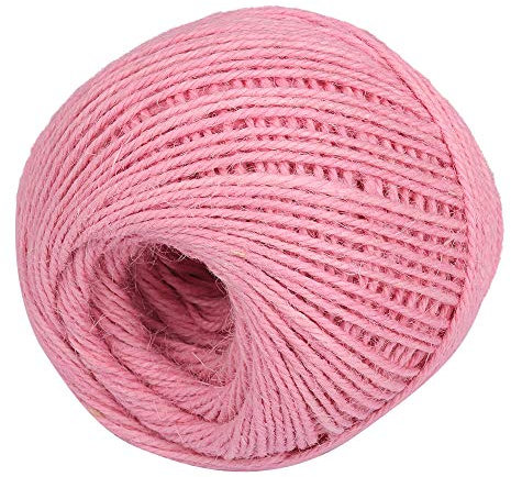 Jute Twine Garden Twine, 50m Natural Jute String Jute Rope for Floristry, Gifts, DIY Arts&Crafts, Decoration, Bundling, Gardening and Recycling Pink