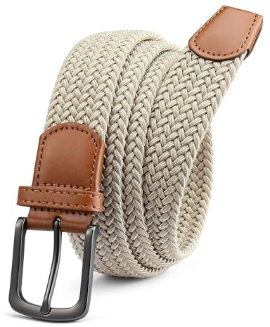 CHAOREN Stretch Belts for Men - Braided Elastic Golf Belt for Men 1 3/8- Gift for Casual Jeans Shorts