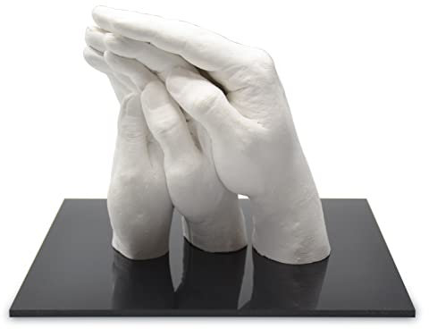 Lucky Hands® 3D-Avtrycksset Family & Wedding Hands TRIO+ med xxL-avtrycksbricka (Akrylbas svart 25 x 25 cm)