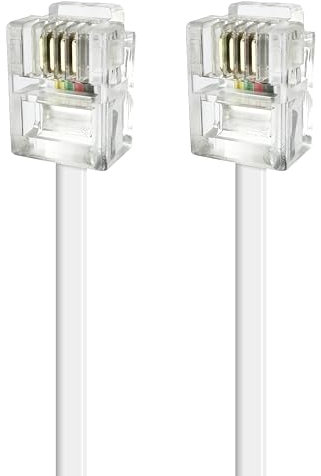 APM 570841 - Cordon Adsl Rj11 Connecteurs Mâle/Mâle Blanc - 5M de longueur - Cordon doux et flexible pour relier à un boîtier ou un modem ADSL