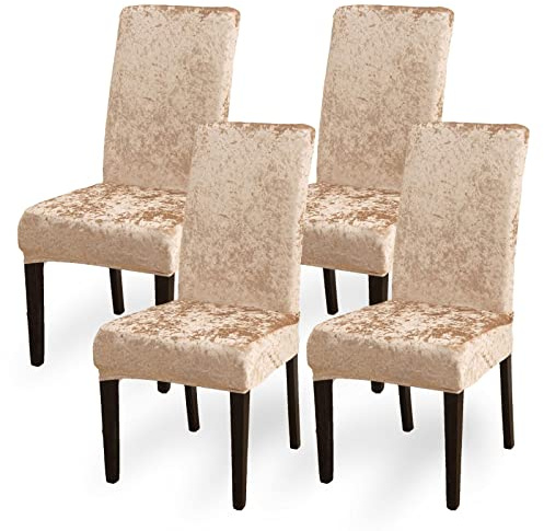 Aisprts Chair Covers, Crushed Velvet Dining Chair Slipcovers Set of 4 Removable Washable Stretch Chair Covers for Dining Chairs, Chair Protector Decoration Covers