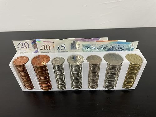 Coin Cash Note Money Organiser Mini Storage Holder Sorter Savings White