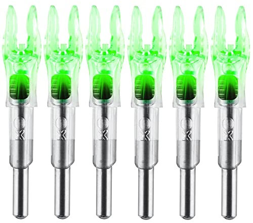 KEAUP 6 x beleuchtete Nocken für Pfeile mit .204 .233 .244 .246 Innendurchmesser mit H, S, GT Buchsen, hochsichtbare Deepower LED-Pfeilnocken, An-/Aus-Schalter im Lieferumfang enthalten