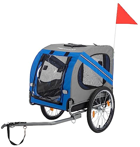 PEXMOR Dog Bike Trailer,Dog Trailer Pet Cart for Bicycle w/Universal Hitch, Folding Bike Wagon Cargo Carrier for Pet w/Quick Release 20 Wheels& 3 Entrances (Blue)