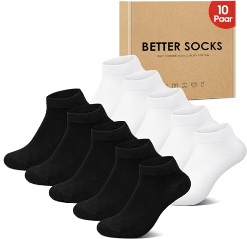 IceReco 10 Paia Calzini Donna Corti Sportive Calze Uomo Corte Cotone Estivi Calza Sportivi Fantasmini Running Invisibili Trekking Tennis Calzini Elastiche 35-38 Nero Nere Neri Bianco Bianchi Bianche