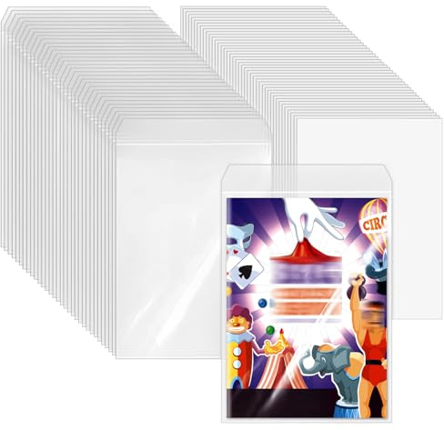 VOKOY 50 Sets Current Size Comic Book Bags and Boards, Reusable Transparent Comic Book Sleeves with Double-Sided White Cardboard Regular Comics Magazine Storage for Collector Small Business