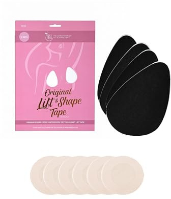 Perky Pear Original Lift & Shape Boob Tape [A-G Cups] - 2 Pairs of Boob Tape & 3 pairs Nipple Protector covers - Colour Options (Black, GG-H)