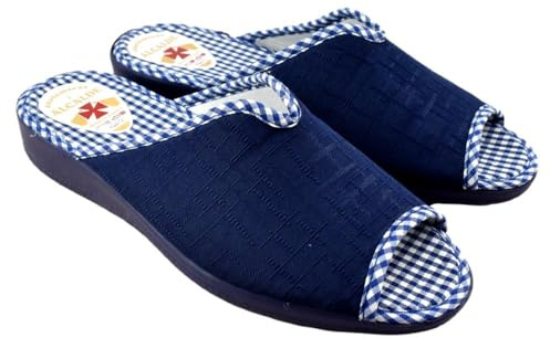ALCALDE - Zapatillas de casa con cuña y Piso de Goma 121999 Lona Mujer Color: Marino Talla: 38