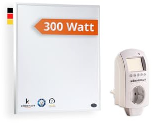 Riscaldatore a infrarossi Könighaus - 300 watt ✓ Doppia protezione anti-surriscaldamento ✓ Temperatura di esercizio in 2-4 min ✓ Montaggio a parete ✓ Termostato