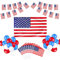 61 Drapeau Américain, Grand Drapeau Américain 90×150cm, 5M Guirlande de Bannière, 10 Drapeaux Américains à Main, 30 Ballons de Amérique, Décoration de Fête Sur le Thème du Patriotisme Anniversaire