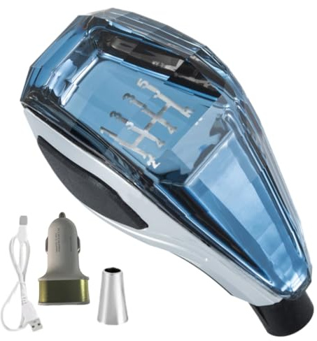 Riloer Pomello del cambio per auto, 5 velocità, in cristallo, attivabile al tocco, con luce ultra LED, per veicoli a trasmissione manuale a cinque marce, senza pulsanti