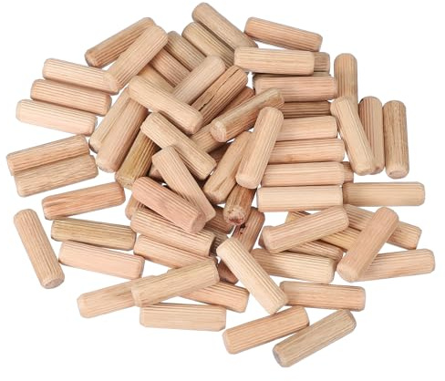 PATIKIL Träpluggar stift 12 mm x 40 mm (1/2 tum x 1-9/16 tum) raka trästavar för hantverksmöbler gör-det-själv träräfflade träpluggar 100