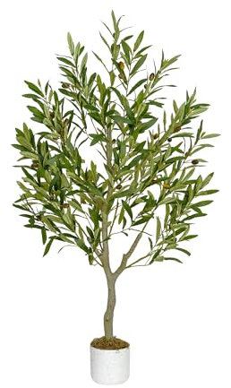 mcc direct Artificial Olive Tree, 100cm Tall Large Decorative Artificial Plant with Plastic Planter and Artificial Moss for House Bedroom Office Garden Store Decoration