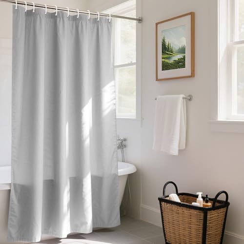 REDKEY Tenda Doccia con Ponderati Tessuto Antimuffa Impermeabile 180x220 cm per Vasca da Bagno, Poliestere con 12 Ganci Antiruggine, Grigio