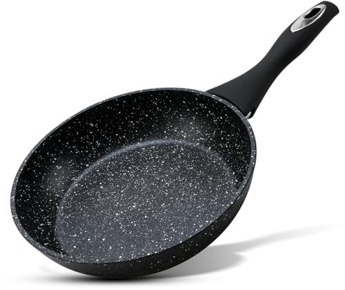 AKH HOUSEWARE Non Stick Frying Pan 22cm Heavy Forged Aluminum Cookware - Deep Frying Pan Non Stick Induction Hob Pan, Toxin Free - Soft Touch Bakelite Handle - Saute Deep Stir Frying Pan (22cm)