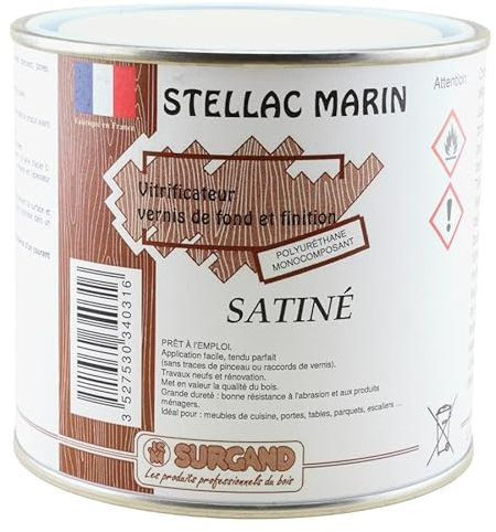 VERNIS POLYURETHANE STELLAC MARIN SATINE / VITRIFICATEUR HAUTE RESISTANCE (500 ML)
