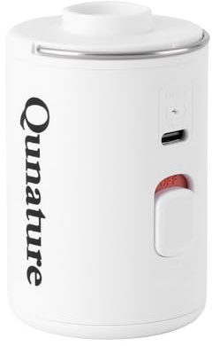 Qunature Luftpump, madrassuppblåsare, 2-i-1, uppblåsbar luftpump för utomhuscamping, bärbar luftpump elektrisk för vandring, bergsklättring och camping