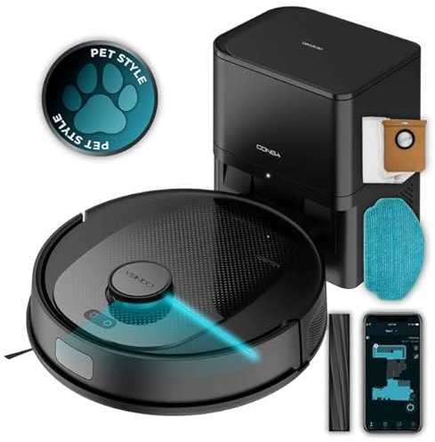 Cecotec Robot Aspirador y Base Autovaciado Conga 7690 Immortal MAX Home M, Navegación Laser, Succión 5000 Pa, hasta 220min Autonomía, Base, 2,5L, Control App, 4en1 Barre, aspira, friega y Pasa mopa