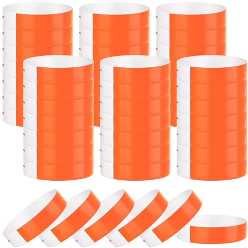 BOUBONI 300 pulseras de papel impermeables para festivales y fiestas (naranja)