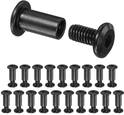 M METERXITY 20-Pack Hex Drive Socket Cap Bolt, M6 x 12mm Carbon Steel Furniture Connector Bolts Barrel Nuts for Furniture Assembly/Cabinet/DIY Binding Post Screws Rivet Fasteners [Black]