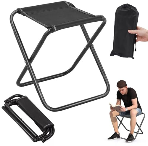Folding Stool, Camping Stools for Adults,200 lbs Load Capacity Portable Folding Seat,Portable Folding Stool with Carry Bag,Adjustable Folding Hunting Stool for Camping, Garden Fishing and Travel