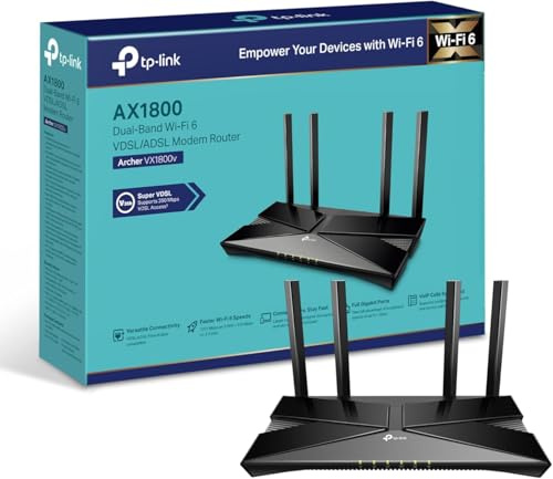 TP-Link Archer VX1800v AX1800Mbps Dual-Band Wi-Fi 6 Gigabit VDSL/ADSL Modem Router, (Renewed)