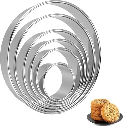6Pcs Cortadores de Galletas Redondo, Juego de Cortadores de Repostería de Acero Inoxidable, Círculo Forma Galleta,Moldes Rosquillas,Utensilios de Pastelería de Bricolaje para Pasteles,Galletas y Donas