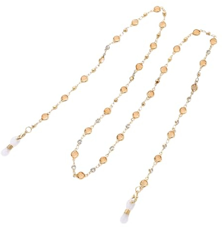 Chaine Lunettes Femme, Chaine Lunettes Femme Luxe, Élégant Chaine Lunettes, Lunettes de Soleil lanières Tenir Cordon Sangle Corde, Collier de Longe pour Masque Facial, Champagne