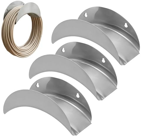 BORDEAG Lot de 3 Support Mural Acier au Carbone, 26 x 11.5 x 12 cm, Support Tuyau Arrosage, Porte Tuyau Arrosage Mural, Rangement Tuyau d'arrosage, Cours, Ccènes de Travail