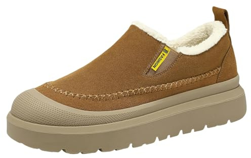 BQDPYZBD shoes Men's Warm, Fleece-lined, Thick-soled, Comfortable Snow Boots, Cold-proof, Non-slip, Low-cut Short Boots-brown-41