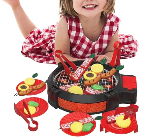Diuyzoc Kids Grill Playset - Interactive Kitchen Accessories - Kids Pretend Play Kitchen Set | for Boys Girls Indoor Outdoor Preschool School Home Camping Classroom Birthday