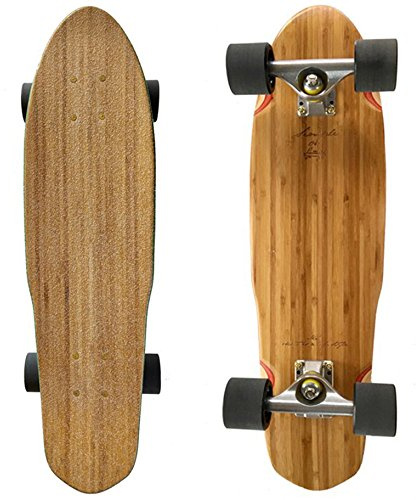 LMAI 68,6 cm Bambusholz Cruiser komplettes Skateboard (transparenter Griff)