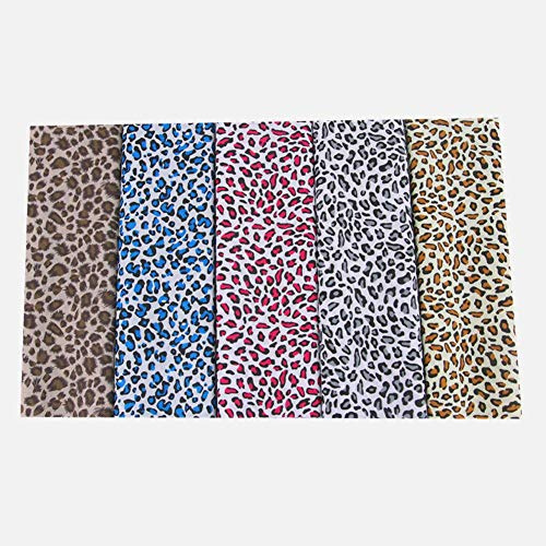 Goodtimera Paquete de 5 Piezas de Tela de algodón con patrón de Leopardo para Manualidades, Costura, Tela, artesanía
