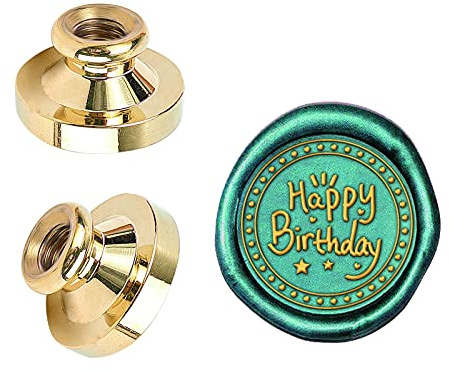 SUPERDANT Happy Birthday Pattern Wax Seal Stamp Head 25mm Removable Brass Head Vintage Sealing Stamp for Embellishment Packing, letters, Envelopes, Greeting Cards