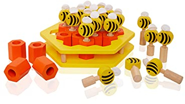Memory Matching Game, Wooden Beehive Hexagon Puzzle Game for 3 Years Plus